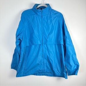 Woolrich Teton Womens Peacock Blue Windbraker Rain Coat Jacket Large Outdoor
